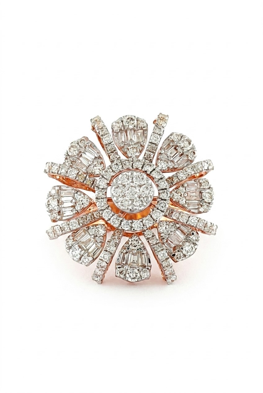 An intricate diamond cocktail ring by Rubeli